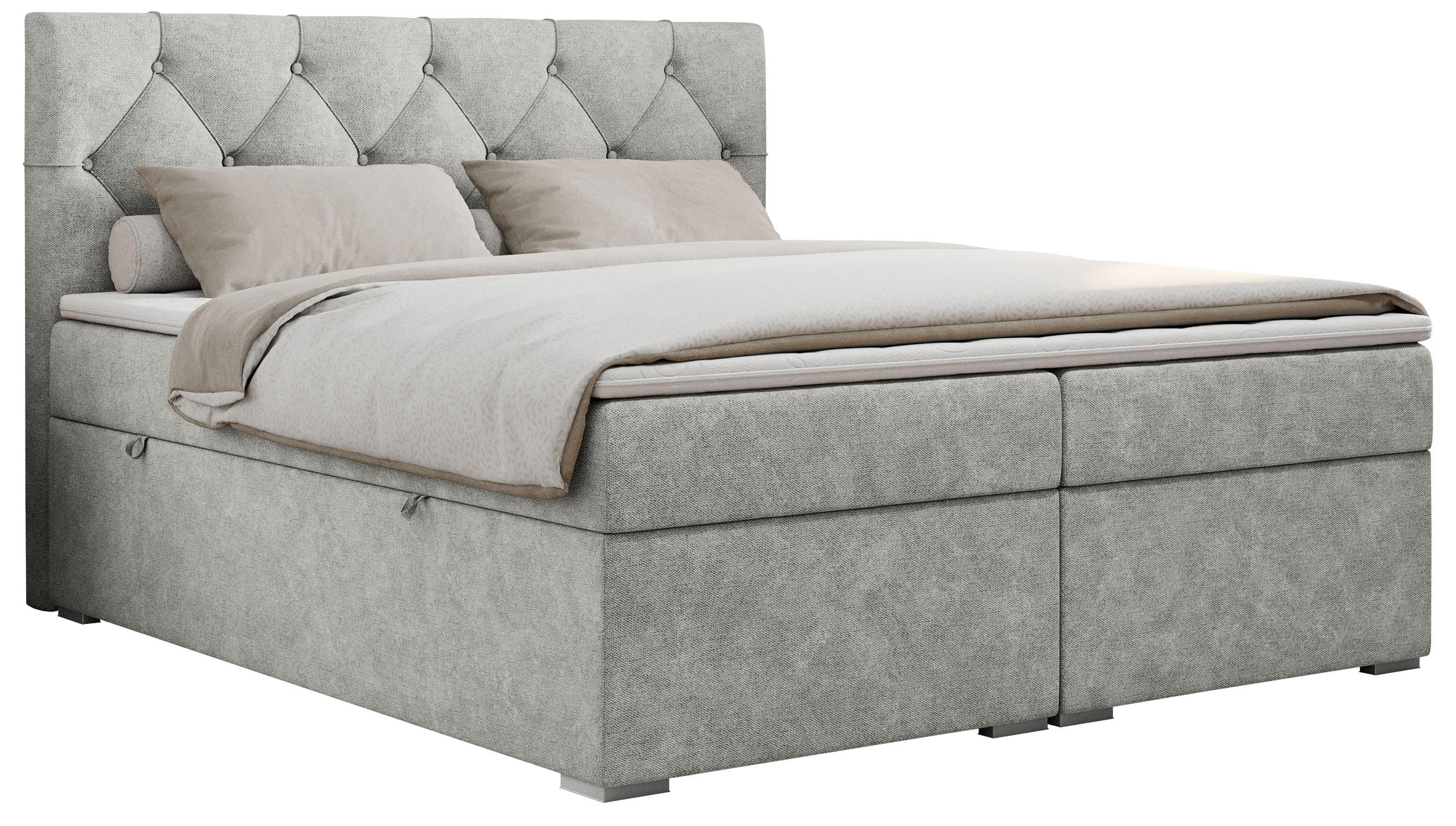 BOXBETT ALDA 160/200 Hellgrau Struktur - H3 - Hellgrau, Holz/Textil (160/200cm) - MKS