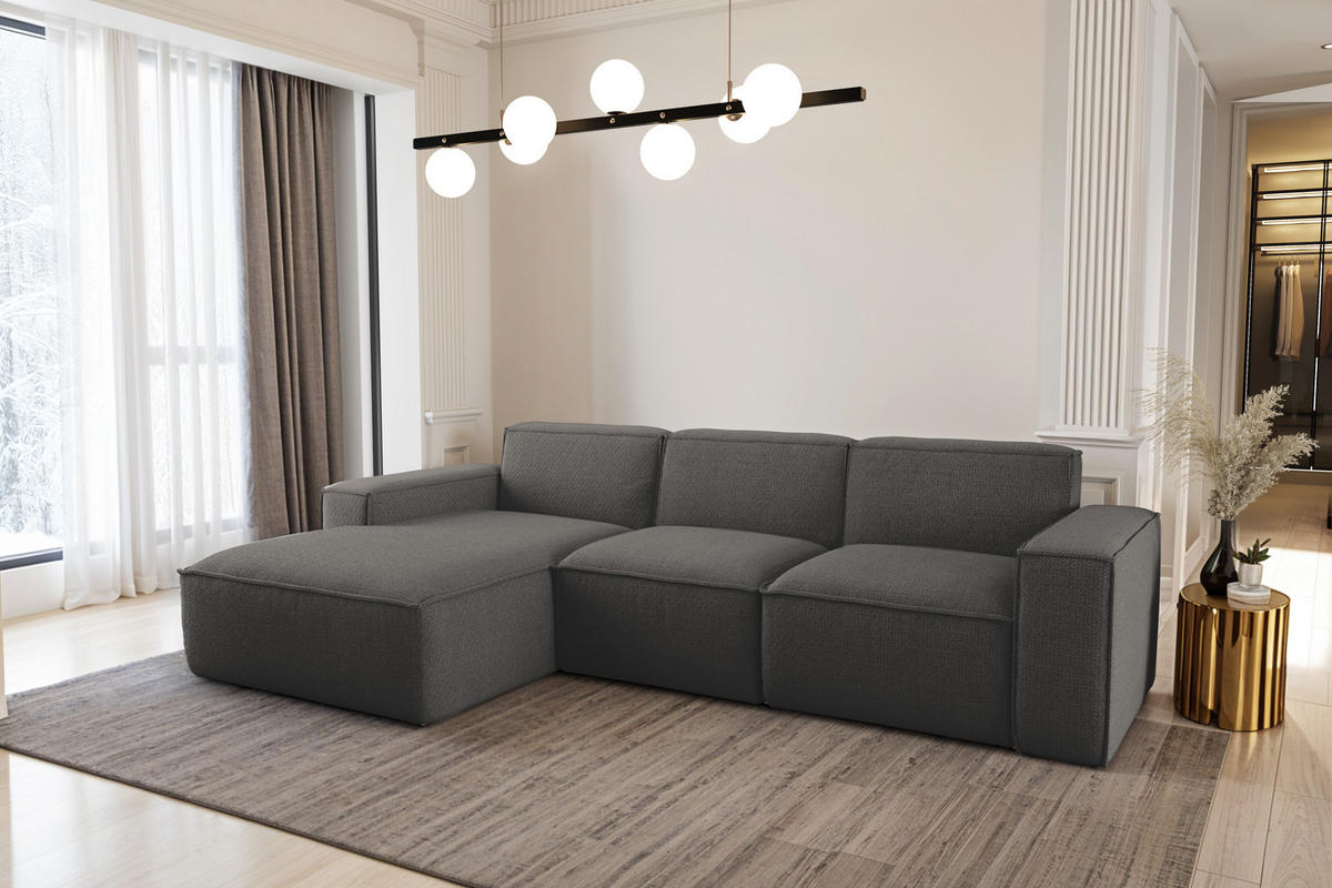 ECKSOFA L-Form Siena Stoff Artico Anthrazit Links - Anthrazit, Holz (165/266cm) - Kaiser Möbel