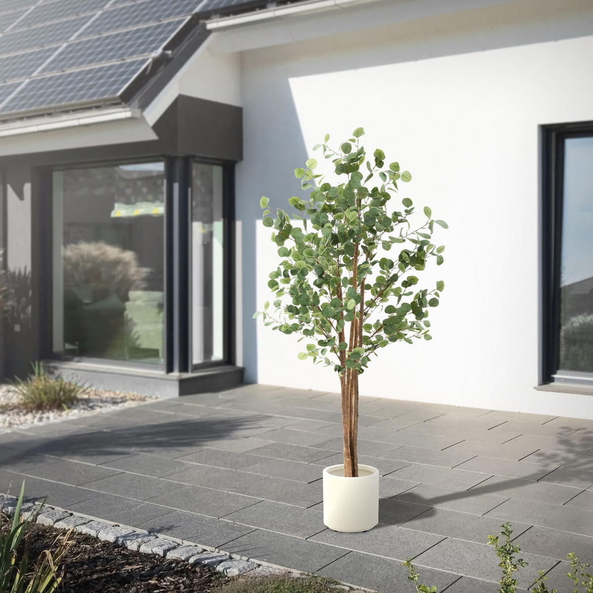 KUNSTPFLANZE Eukalyptus - Anthrazit/Grün, Holz/Kunststoff (180cm) - ML-DESIGN