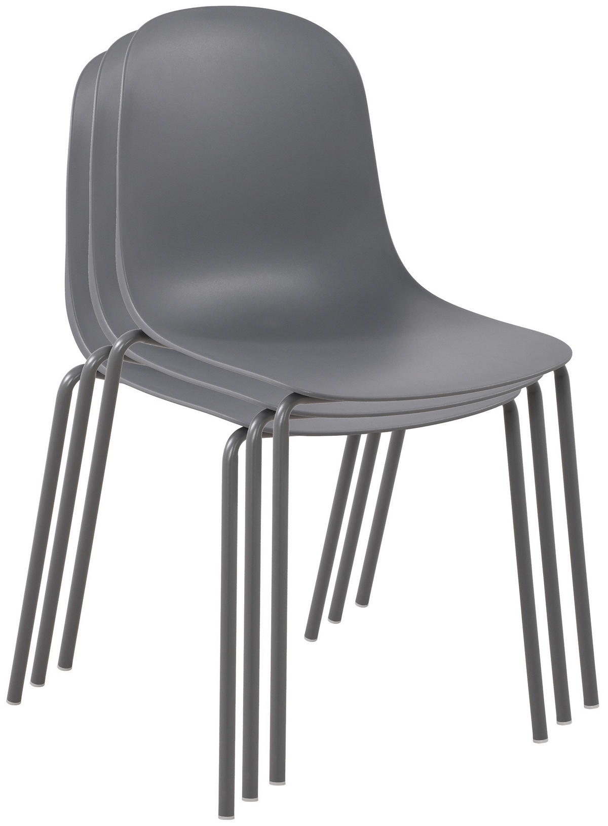 STAPELSTUHL 2er Set Kunststoff Dunkelgrau - Dunkelgrau, Kunststoff/Metall (51/85/53cm) - CLP