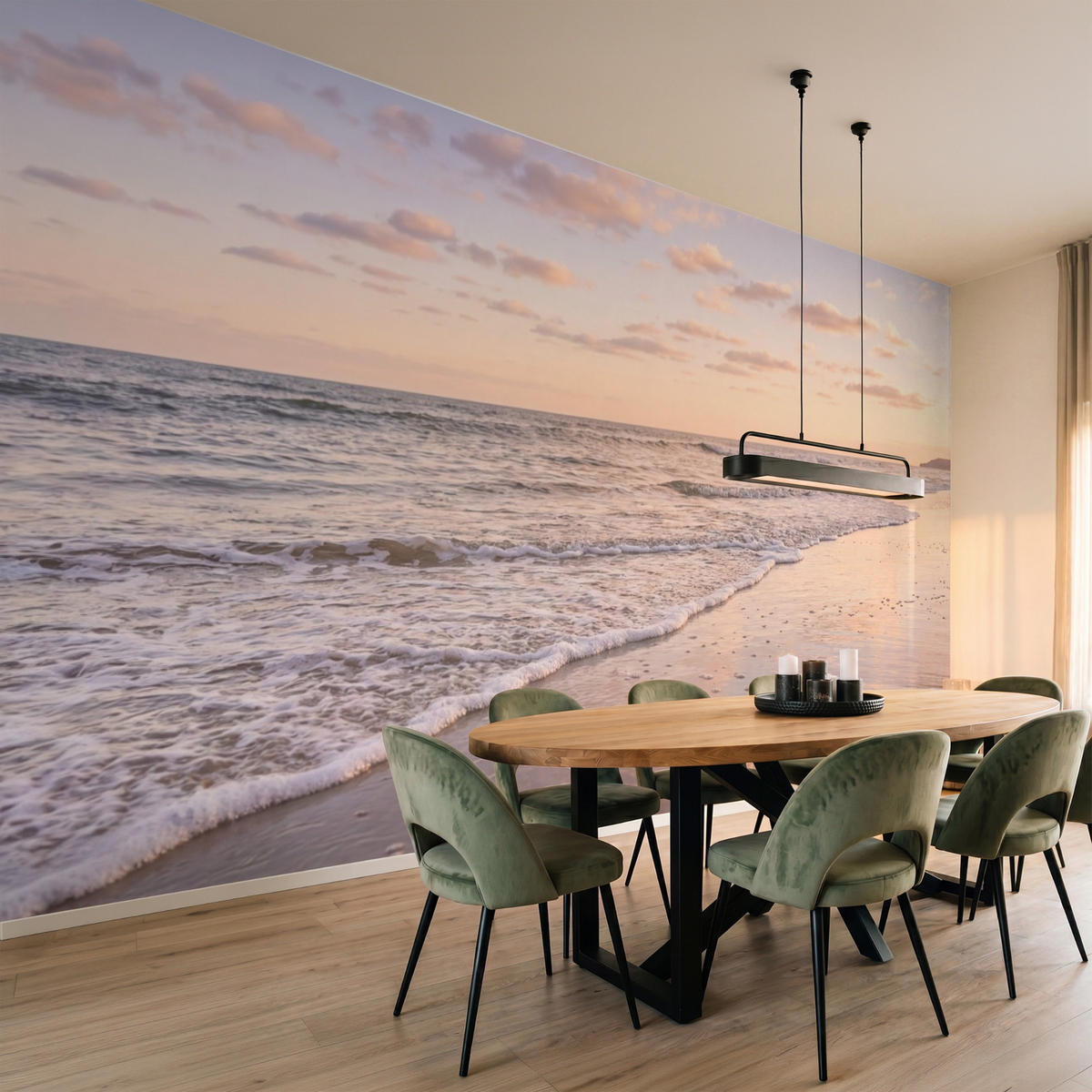 TAPETE - Strand - Brandung - Wolken - 500x260 cm - Hellrosa, Papier (500/260cm) - OnlyWow