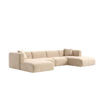 ECKSOFA U-Form, Velvet-Stoff Bluvel, Creme, GRETA - Creme, Holz (408/70/179cm) - Kaiser Möbel
