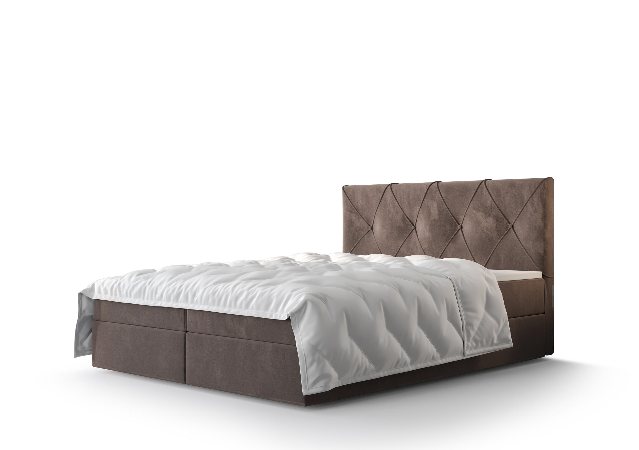 BOXBETT ALTEA 200x200, mit Matratze H3, Bonell und Topper, Monolith 15 - Braun, Holz/Kunststoff (200/200cm) - Bedante
