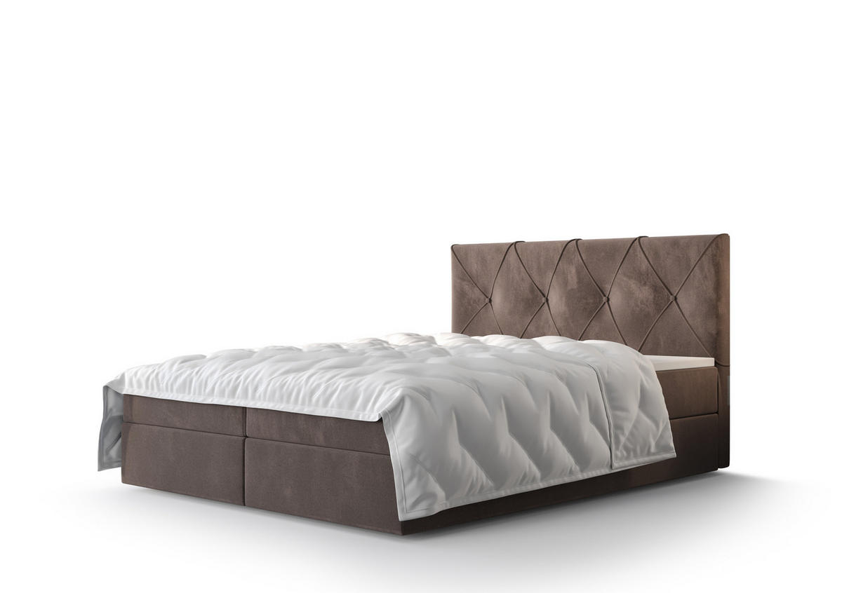 BOXBETT ALTEA 180x200, mit Matratze H3, Bonell und Topper, Monolith 15 - Braun, Holz/Kunststoff (180/200cm) - Bedante