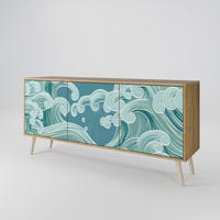 SIDEBOARD ASIAN SWAY, Eicheneffekt, 164,5x42x77,5 cm, 3 Türen - Eichefarben/Buchefarben, Holzwerkstoff/Buchenholz (164.5/77.5/42cm) - SpaceRebels
