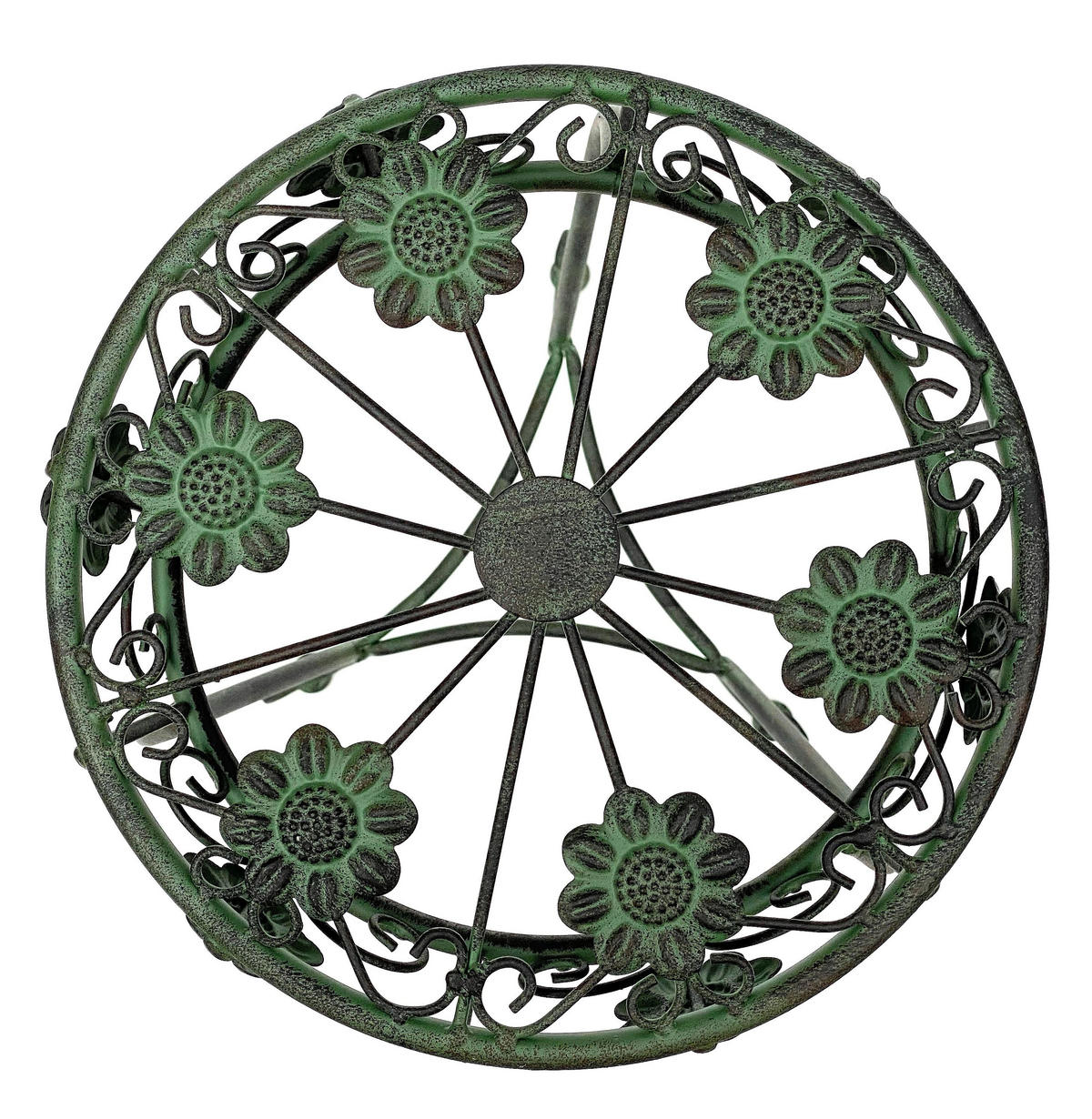 BLUMENHOCKER rund Metall Grün antik 30/30/60 cm - Grün, Metall (30/60/30cm) - DanDiBo