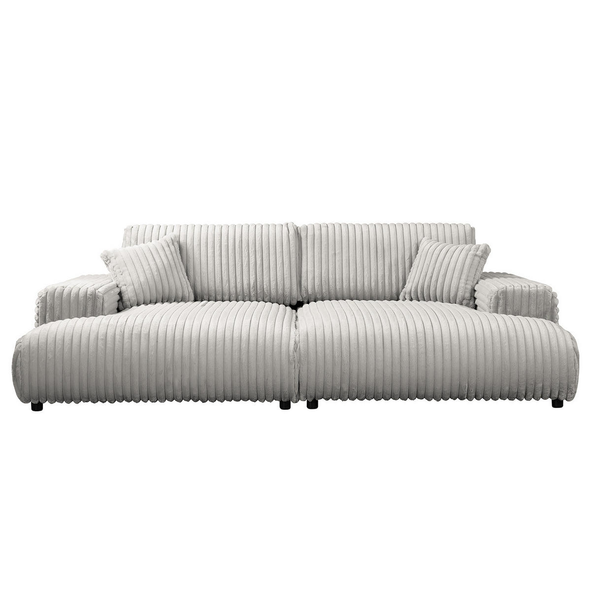 BIGSOFA - Silberfarben/Schwarz, Kunststoff/Textil (237/79/144cm) - home24