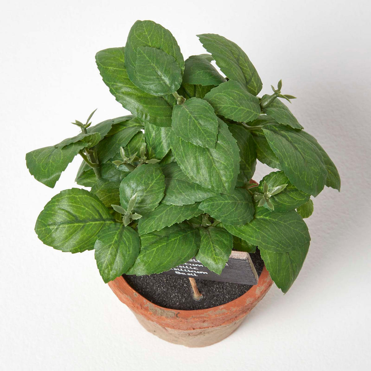 KUNSTPFLANZE Basilikum im Terrakotta-Topf, 18 cm - Grün, Kunststoff (18cm) - Homescapes