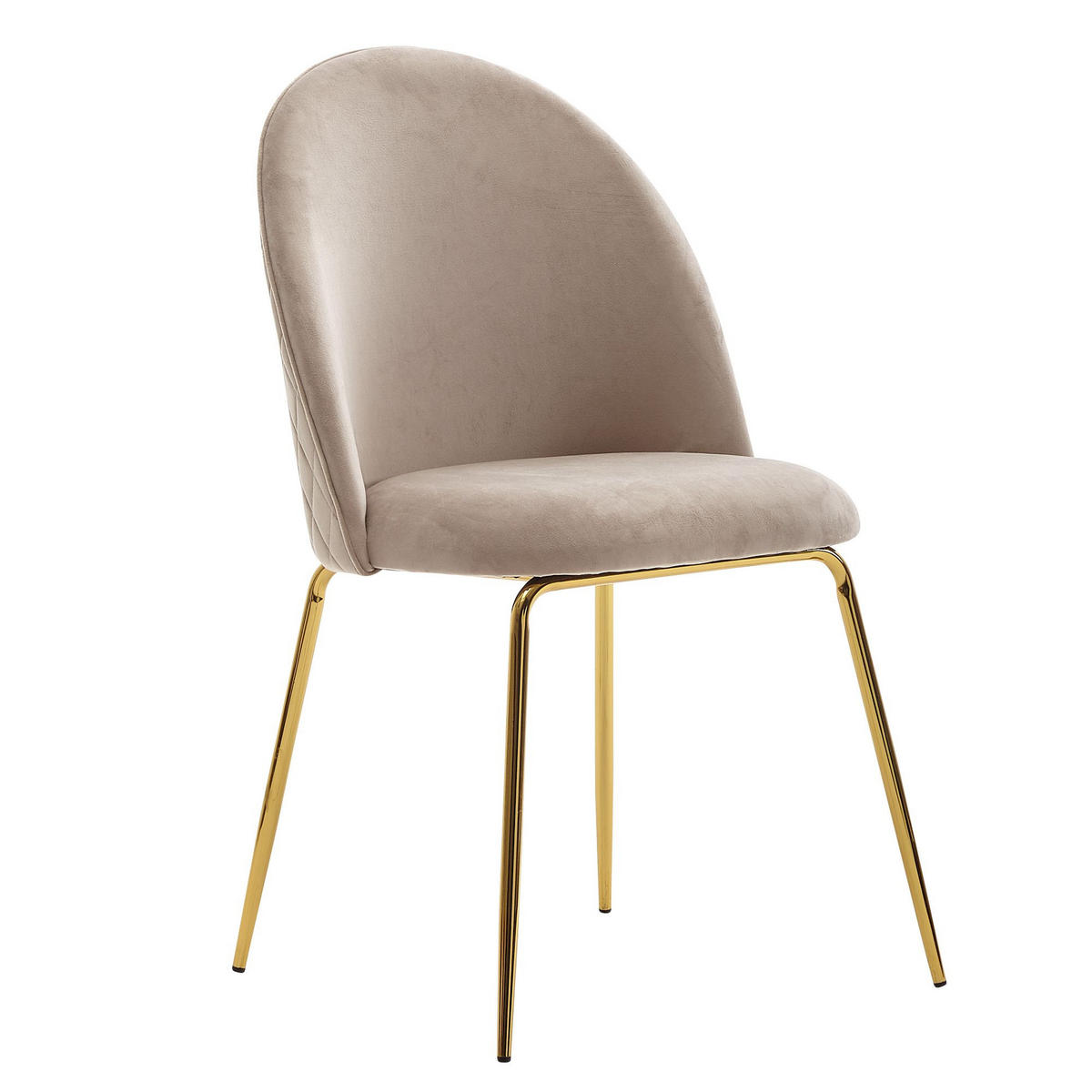 ESSZIMMERSTUHL 2er Set Samtbezug mit Metallgestell Diamantsteppung Skandinavisch gepolstert, Beige 53x50x87 cm - Beige/Goldfarben, Textil/Metall (53/87/50cm) - KADIMA DESIGN