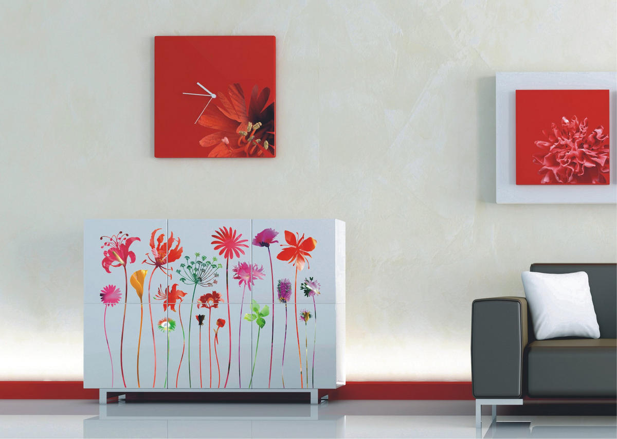 WANDTATTOO Blumen 85 x 65 cm - Rot, Papier (85/65/65cm) - Sanders & Sanders