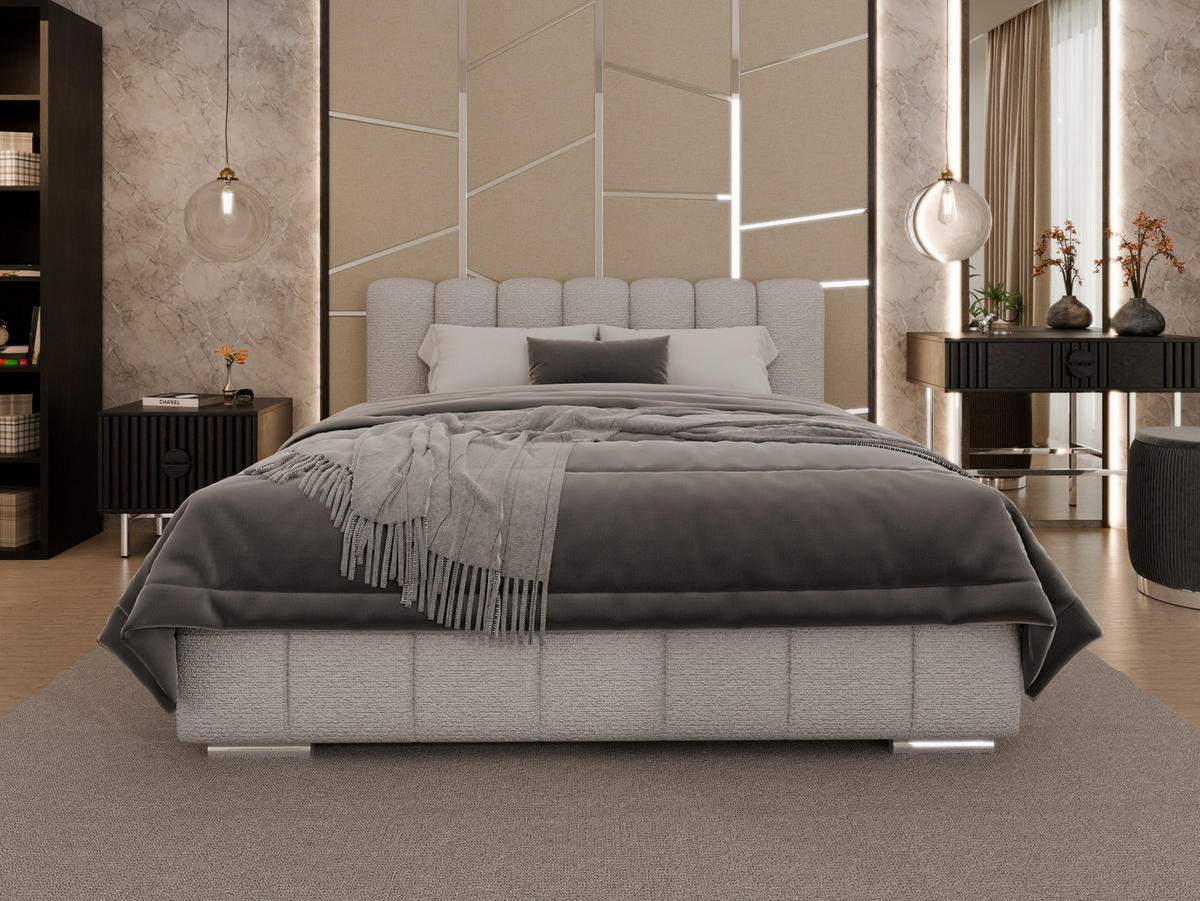 POLSTERBETT Zaira 160x200cm – Elegantes Polsterbett für modernen Wohnstil , ohne matratze, Sandfarben - Sandfarben, Holz (160/200cm) - Panda Möbel
