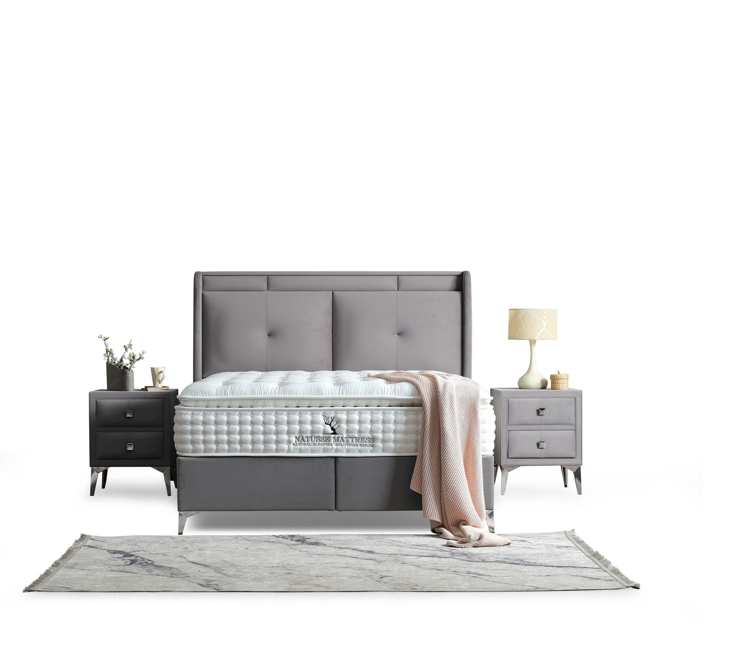 POLSTERBETT-SET Air Comfort 180x200 Grau - Bett inkl. Matratze - Grau, Metall (180/200cm) - Villa Möbel