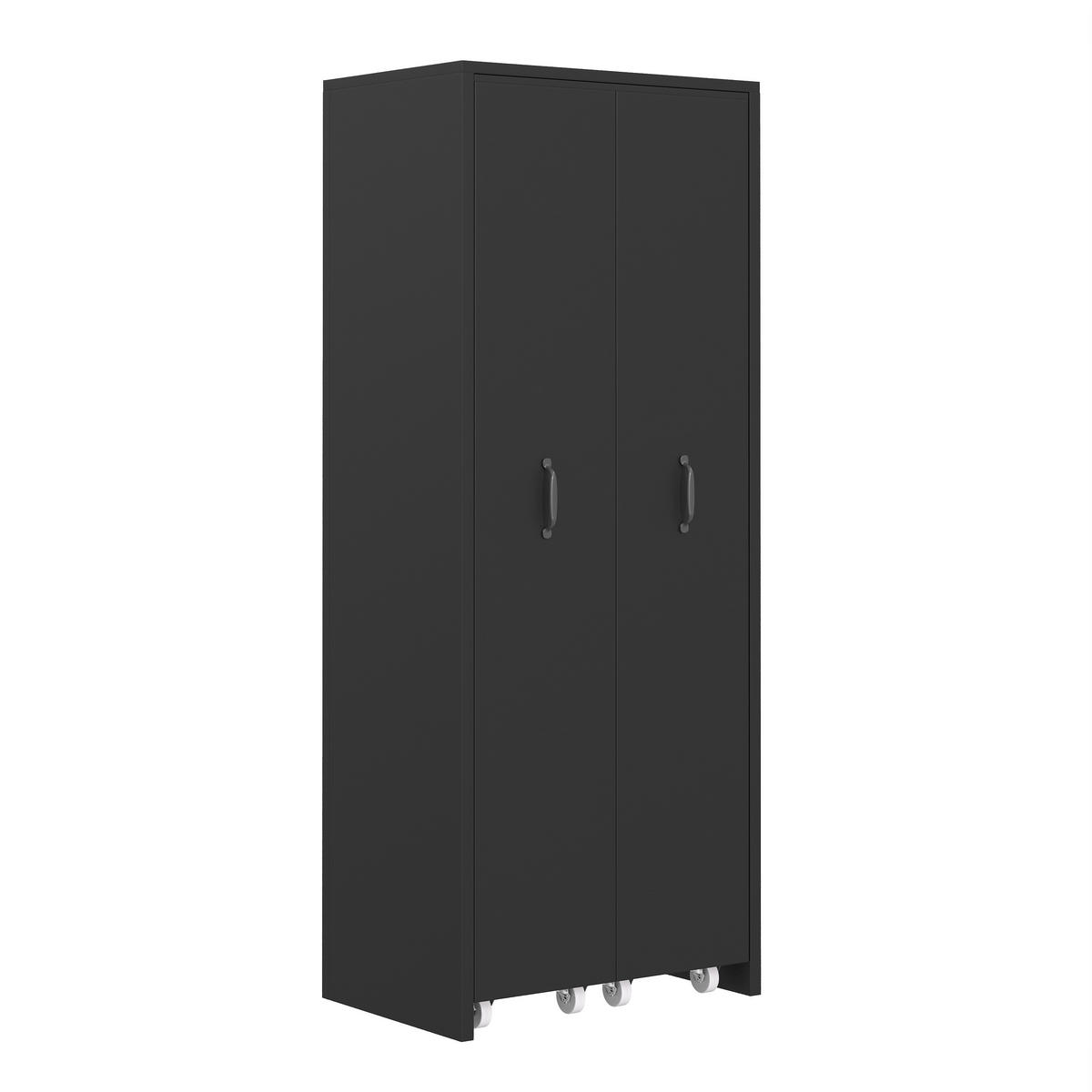 BÜCHERREGAL mit Rollen 4 Ebenen Erweiterbar MDF Modern - Schwarz, Holzwerkstoff (51.5/158/41cm) - FLIEKS
