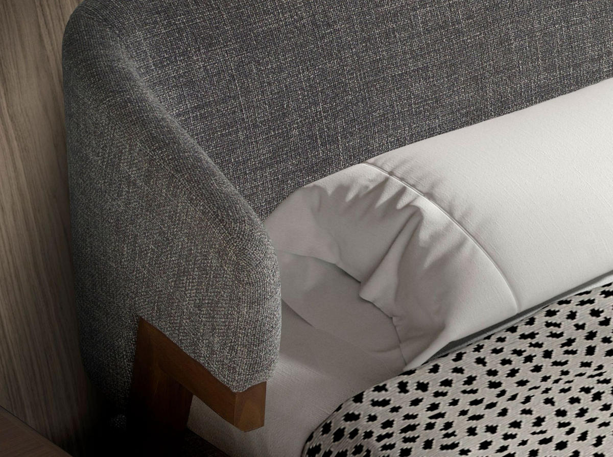 BETT Bett aus grauem Stoff 211/220/95 cm - Grau, Textil (180/200cm) - ANGEL CERDA