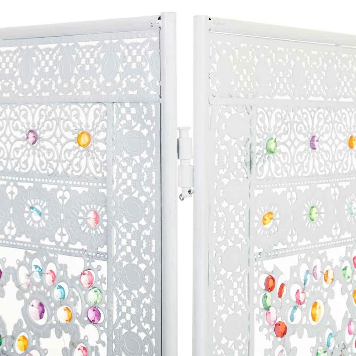 PARAVENT aus geflochtenem Papier, weiß, 160x3x172cm - Weiß, Metall (160/172/3cm) - Wanderlust