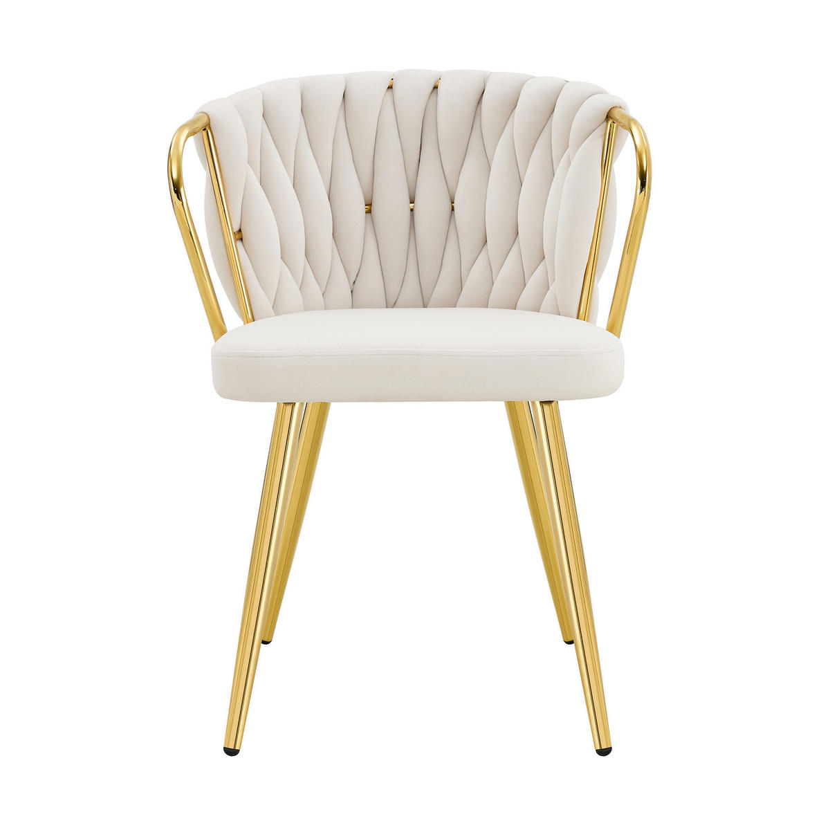 ESSZIMMERSTUHL 2ER-SET aus Samt mit goldenen Beinen, ergonomisch gepolstert - Beige, Textil (43/76/58cm) - Urban Meuble