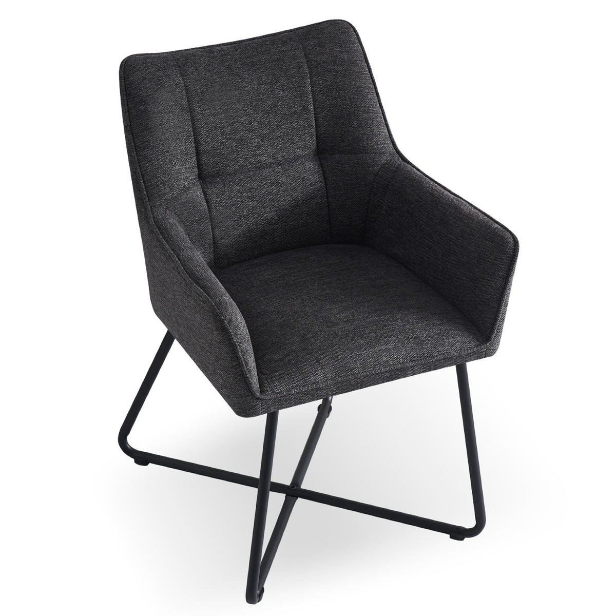 ARMLEHNSTUHL BREIGHT Anthrazit 2 Stück - Anthrazit, Textil/Metall (56/83/59cm) - B&D Home