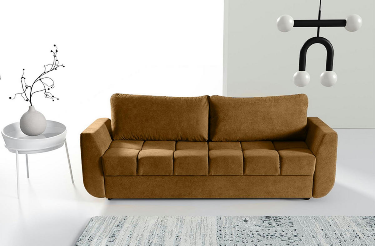 SOFA Delta Gelb, mit Schlaffunktion - Gelb, Holzwerkstoff (245/93/118cm) - Bettso