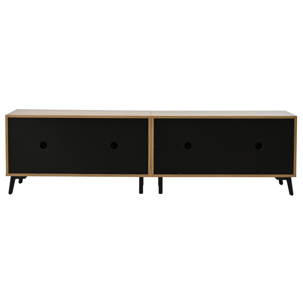 TV-LOWBOARD aus Spanplatte 180x40x50 cm Natur/Schwarz mit 4 Türen und Stauraum - Naturfarben, Holzwerkstoff (180/50/40cm) - IVMEU