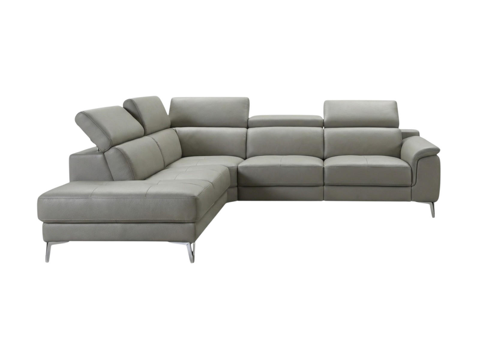 ECKSOFA Jardin Echtleder Perlgrau - Hellgrau, Leder/Metall (230/266cm)