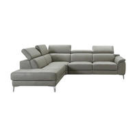 ECKSOFA Jardin Echtleder Perlgrau - Hellgrau, Leder/Metall (230/266cm)