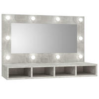WANDSPIEGEL MIT LED BETONGRAU 90X31,5X62 CM - Hellgrau, Holz (90/62/31.5cm) - vidaXL