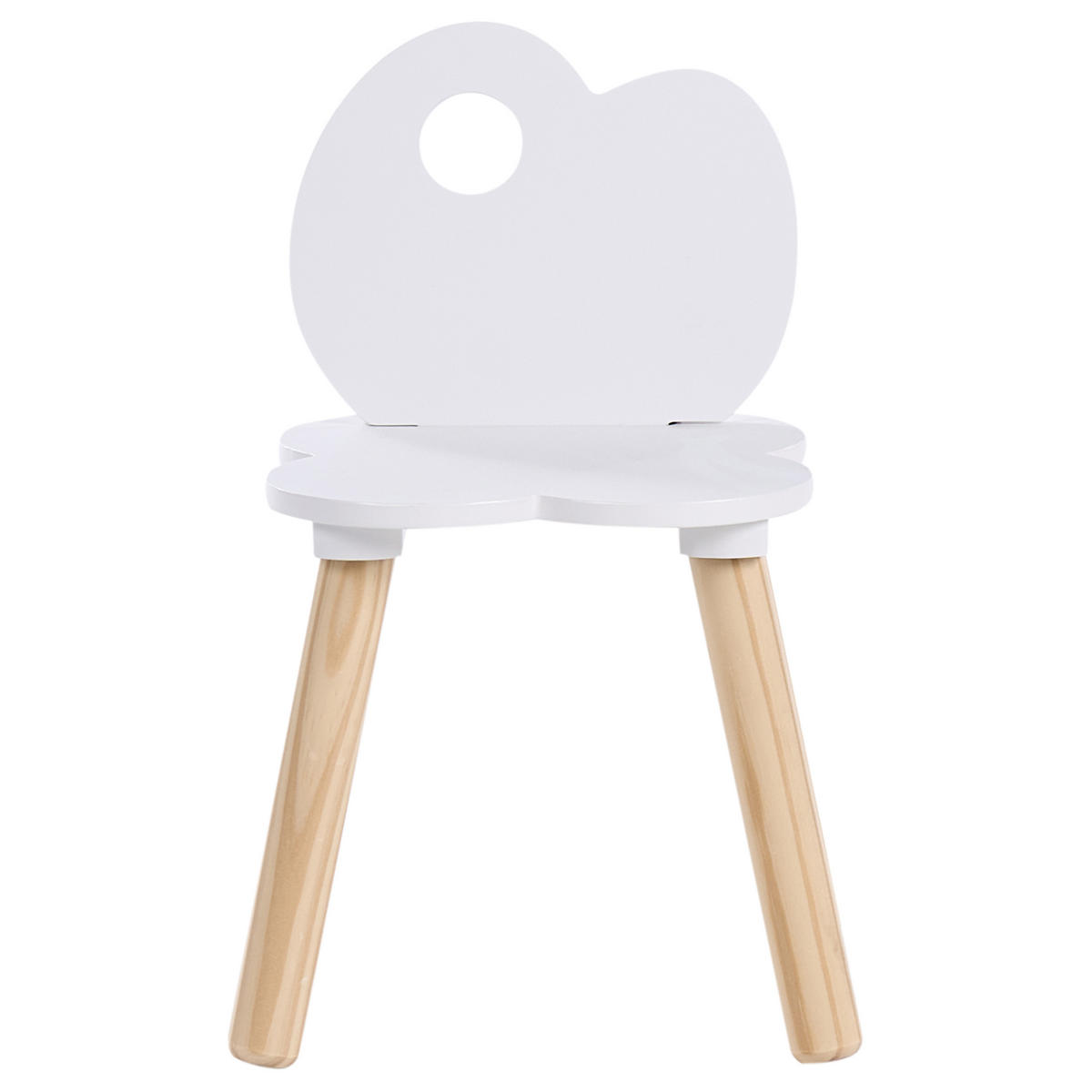 KINDERTISCH und Stuhlset Weiß Cloudy - Hellbraun, Holzwerkstoff (65/77/26cm) - Beliani