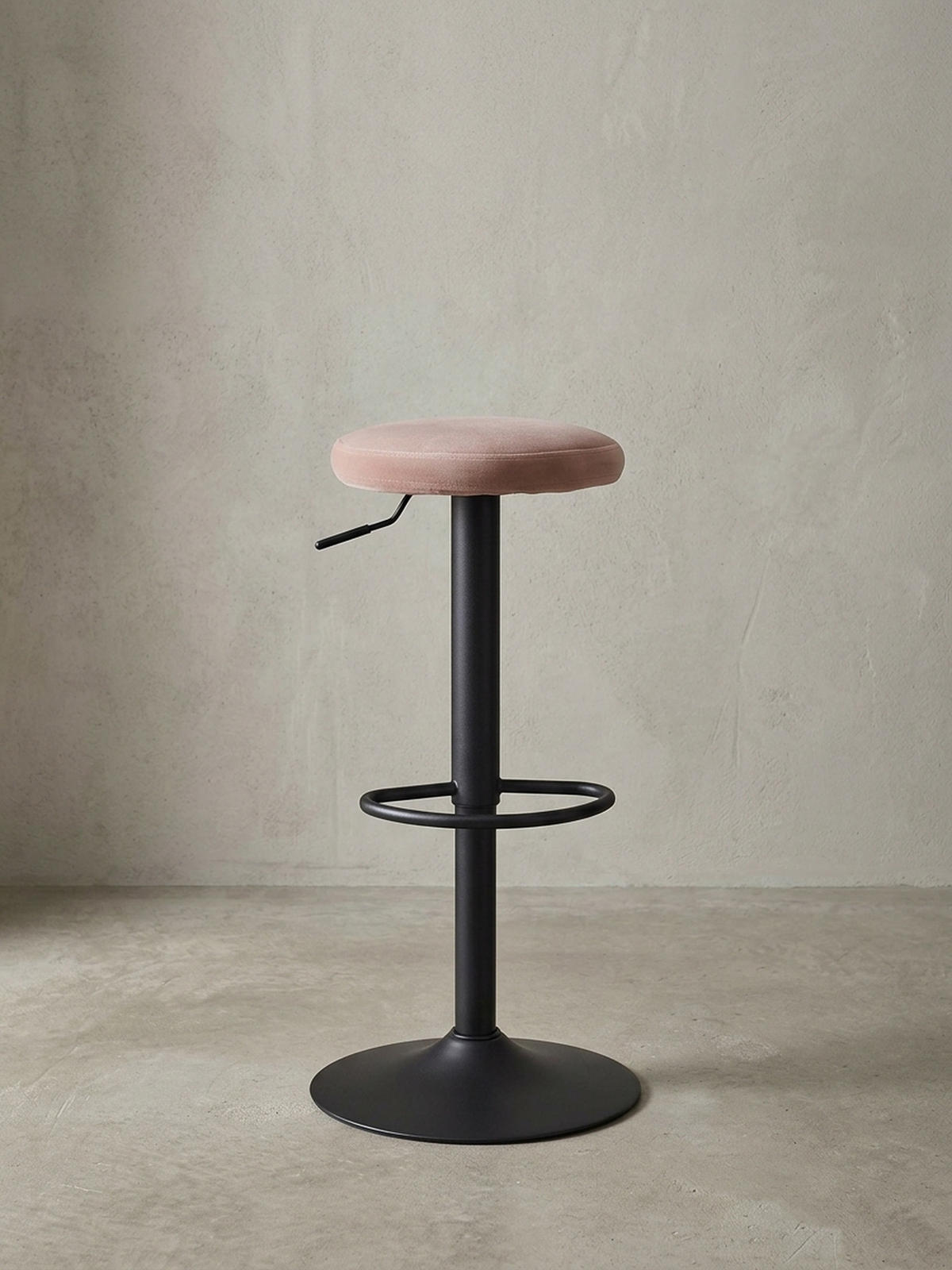 BARHOCKER Höhenverstellbar Eisen Samt Drehbar CAMPANIA, Rosa 40x40x79 cm - Pink/Schwarz, Textil/Metall (40/79/40cm) - KADIMA DESIGN