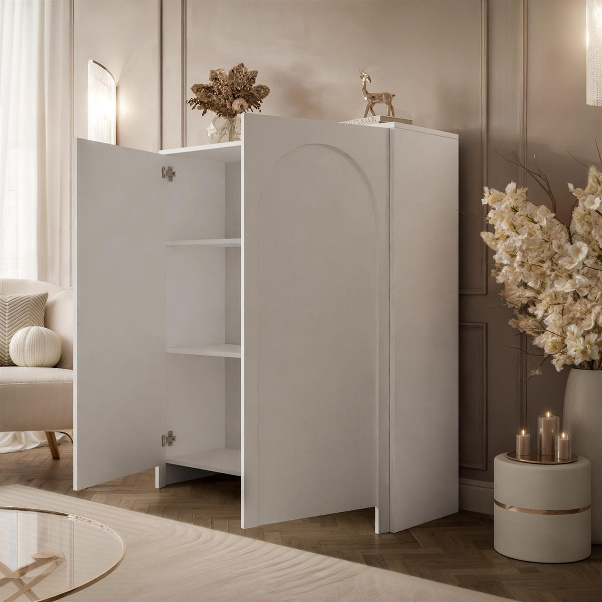 HIGHBOARD ARIADNA weiß - Weiß, Holzwerkstoff (104/119/35cm)