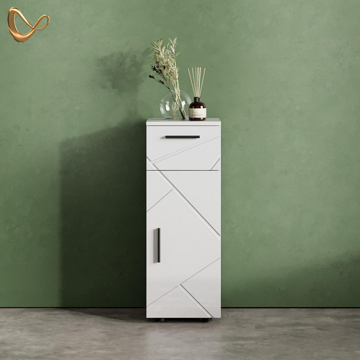 MIDISCHRANK Ronco Weiß Hochglanz 30 x 81 cm - Weiß Hochglanz/Weiß, Holzwerkstoff (30/81/30cm) - Livinity®