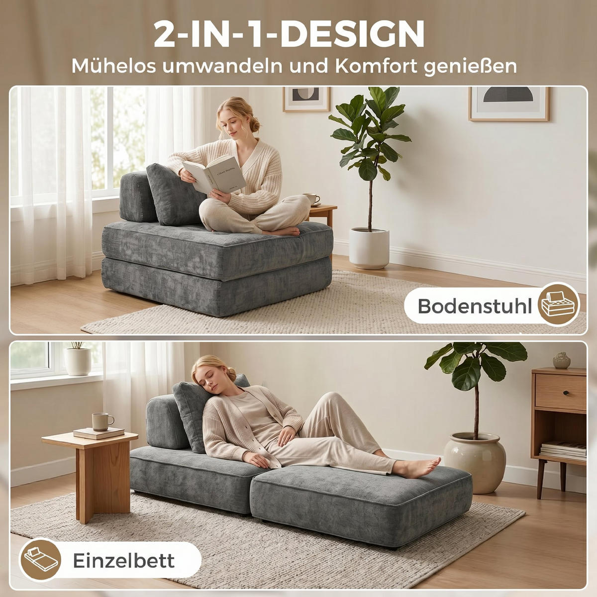 SOFA Grau 97.0/97.0/70.0cm - Grau, Textil (97/70/97cm)