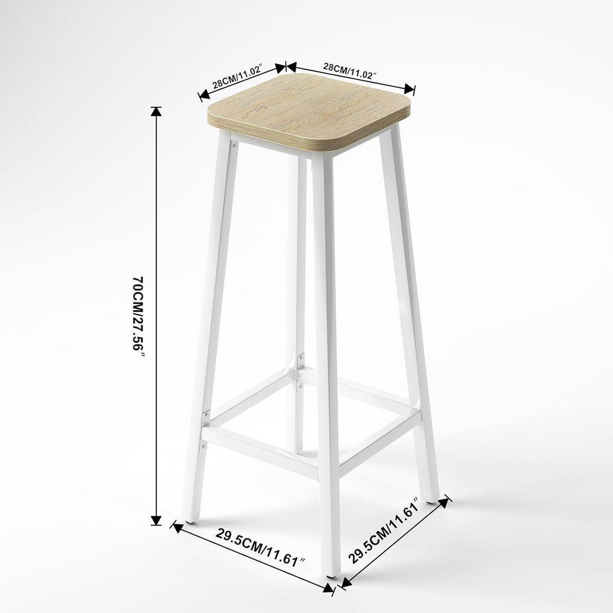 BARHOCKER 2er Set Holzoptik mit Metallrahmen 70 cm - Multicolor, Holzwerkstoff (29.5/70/28cm)