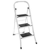 TRITTLEITER mit 3 Stufen, Stahl, PE-Kunststoff, Hellgrau, 105 cm - Grau, Metall (4/116/46.5cm) - 5five Simply Smart