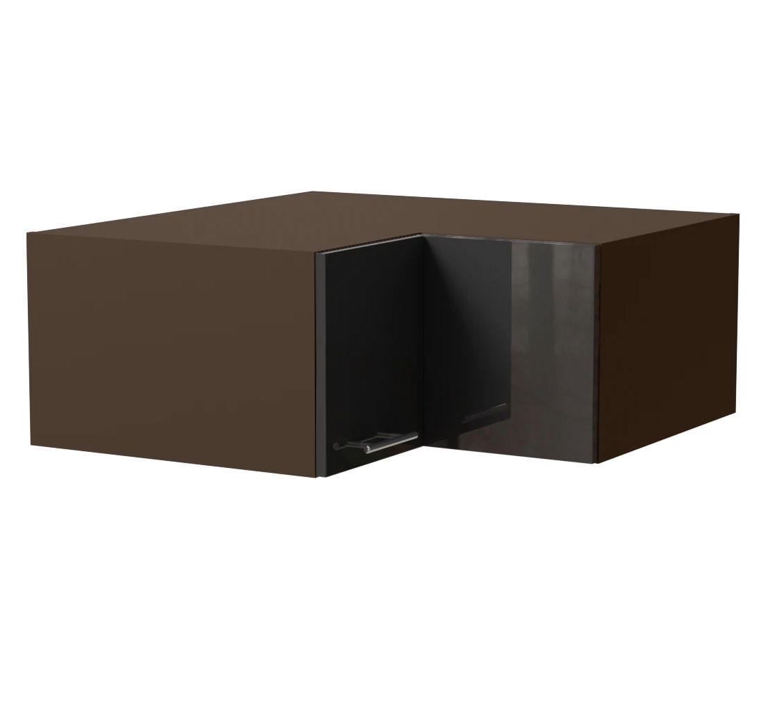 ECK-AUFSATZSCHRANK Essen W14/90/36 Graphit Hochglanz / Lava Matt 90 / 90 / 36cm - Dunkelgrau/Graphitfarben, Holz/Holzwerkstoff (90/36/90cm) - Feldmann-Wohnen