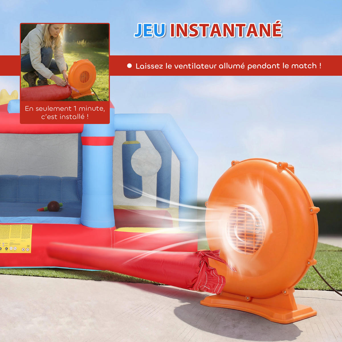 HÜPFBURG DE-18569 5-in-1 mit Wasserspielzeug & Trampolin Bunt - Multicolor, Kunststoff (277/270/215cm) - ComfortXL