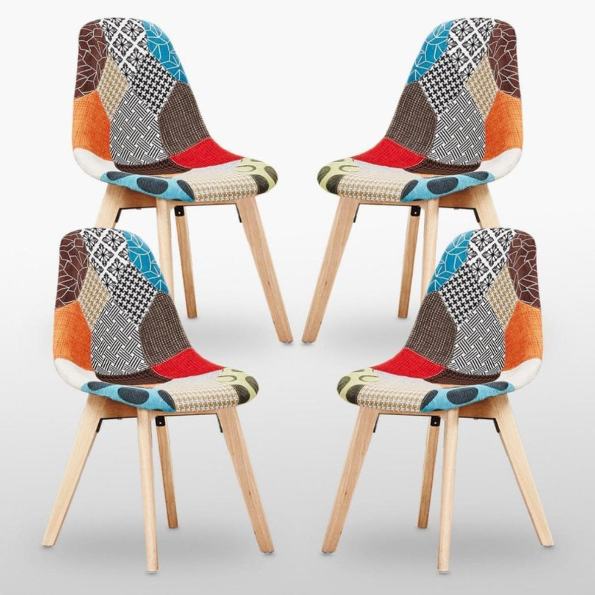 STUHL aus Stoff, 4er-Set, mehrfarbig - Multicolor, Holz (47/83/42cm) - Life Interiors