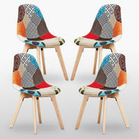 STUHL aus Stoff, 4er-Set, mehrfarbig - Multicolor, Holz (47/83/42cm) - Life Interiors