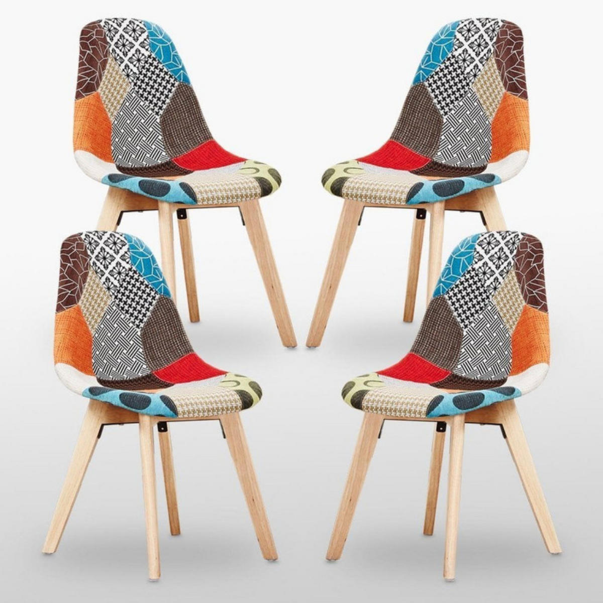 STUHL aus Stoff, 4er-Set, mehrfarbig - Multicolor, Holz (47/83/42cm) - Life Interiors