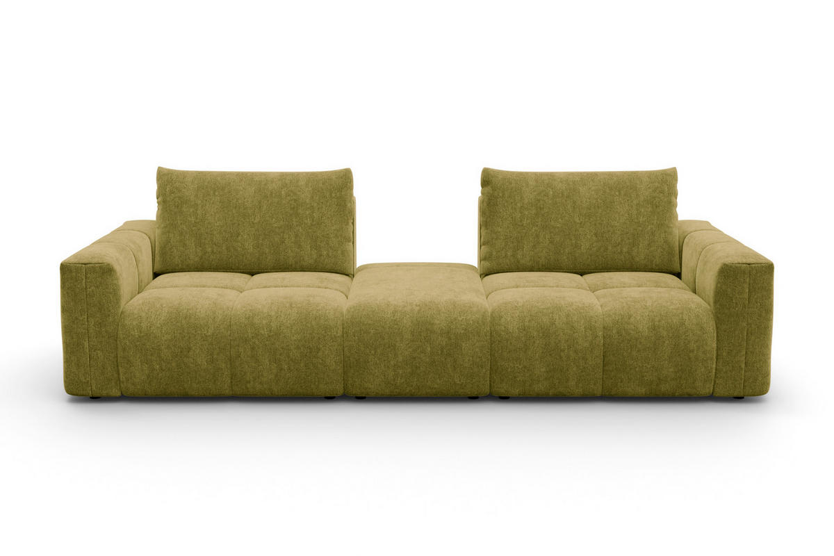 SOFA VERONA 4-Sitzer, Khaki - Schwarz/Grün, Holz/Textil (282/83/110cm) - Courtois Laville