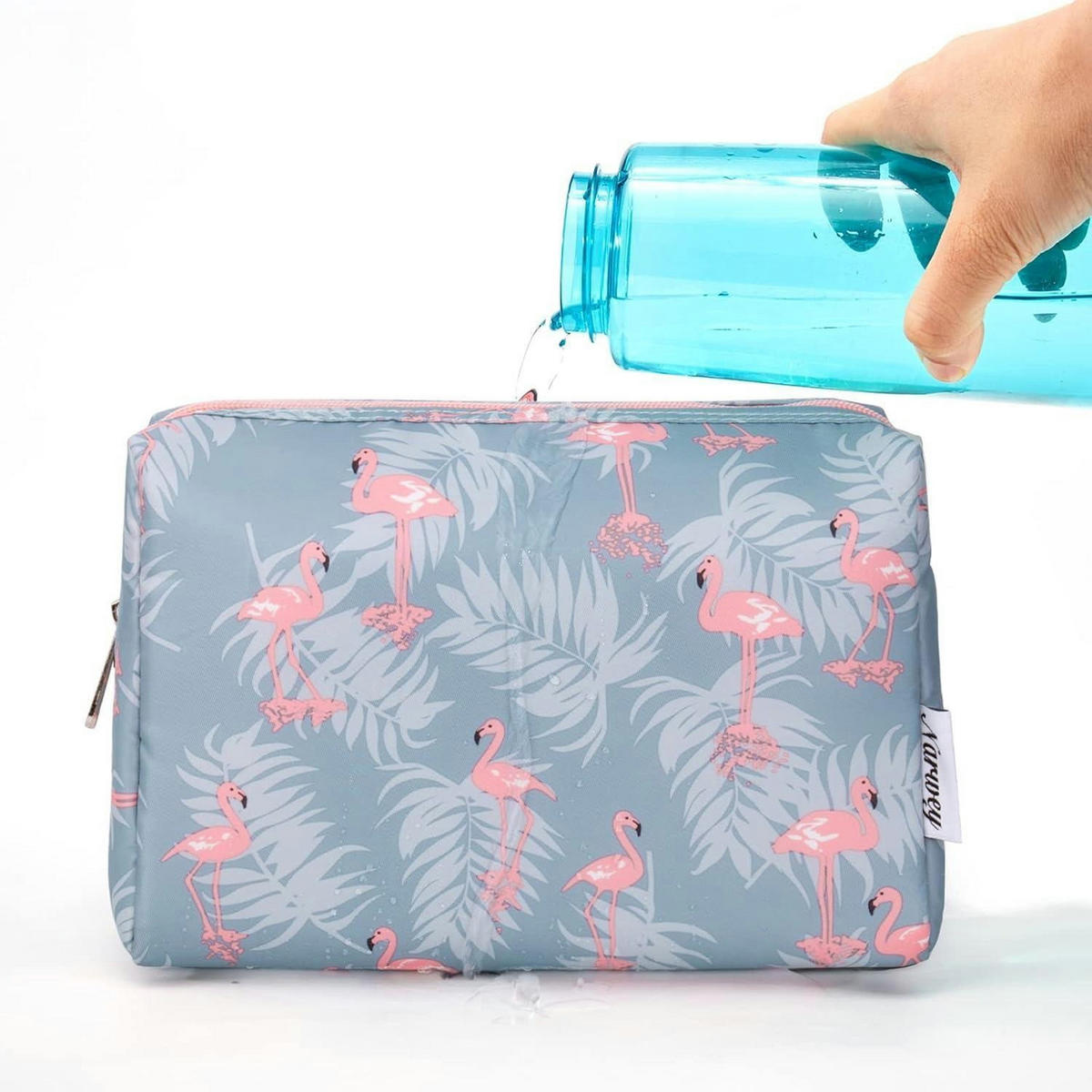 KULTURTASCHE Flamingo Groß 22 x 15 x 10 cm - Multicolor, Textil (5/5/1cm)
