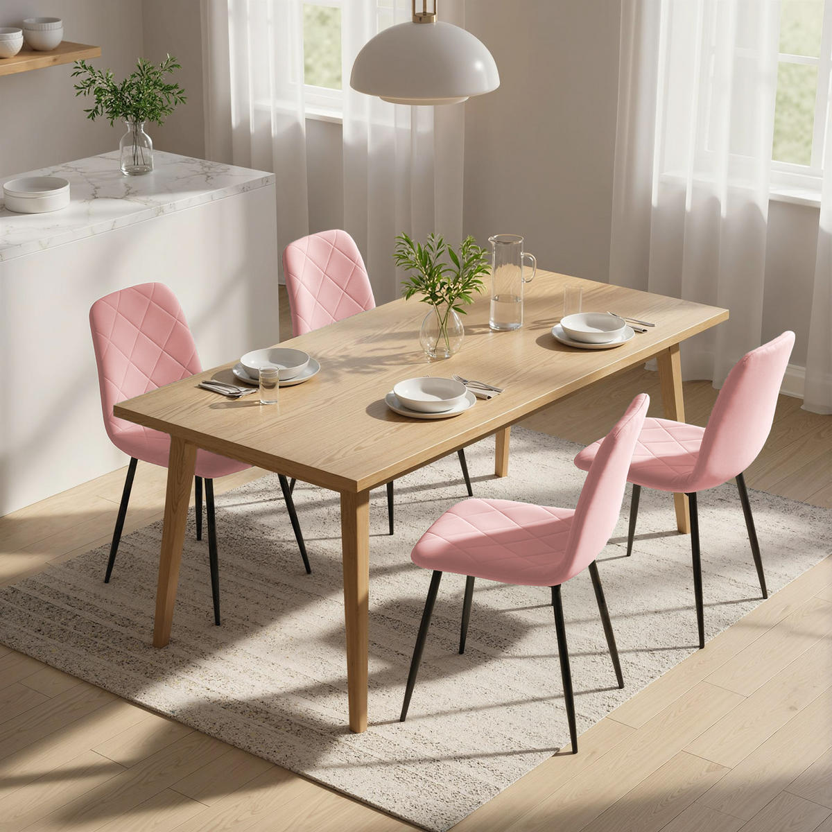 ESSZIMMERSTÜHLE 4er-Set Rosa 45.0/54.0/87.0 cm - Rosa, Textil (54/87/45cm)