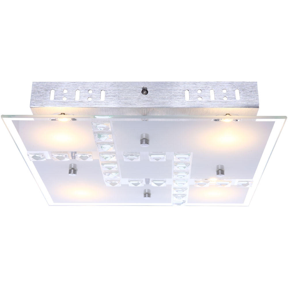 LED DECKENLEUCHTE Kristall Glas Silber - Silberfarben, Glas (32/32/6.5cm) - Globo Lighting