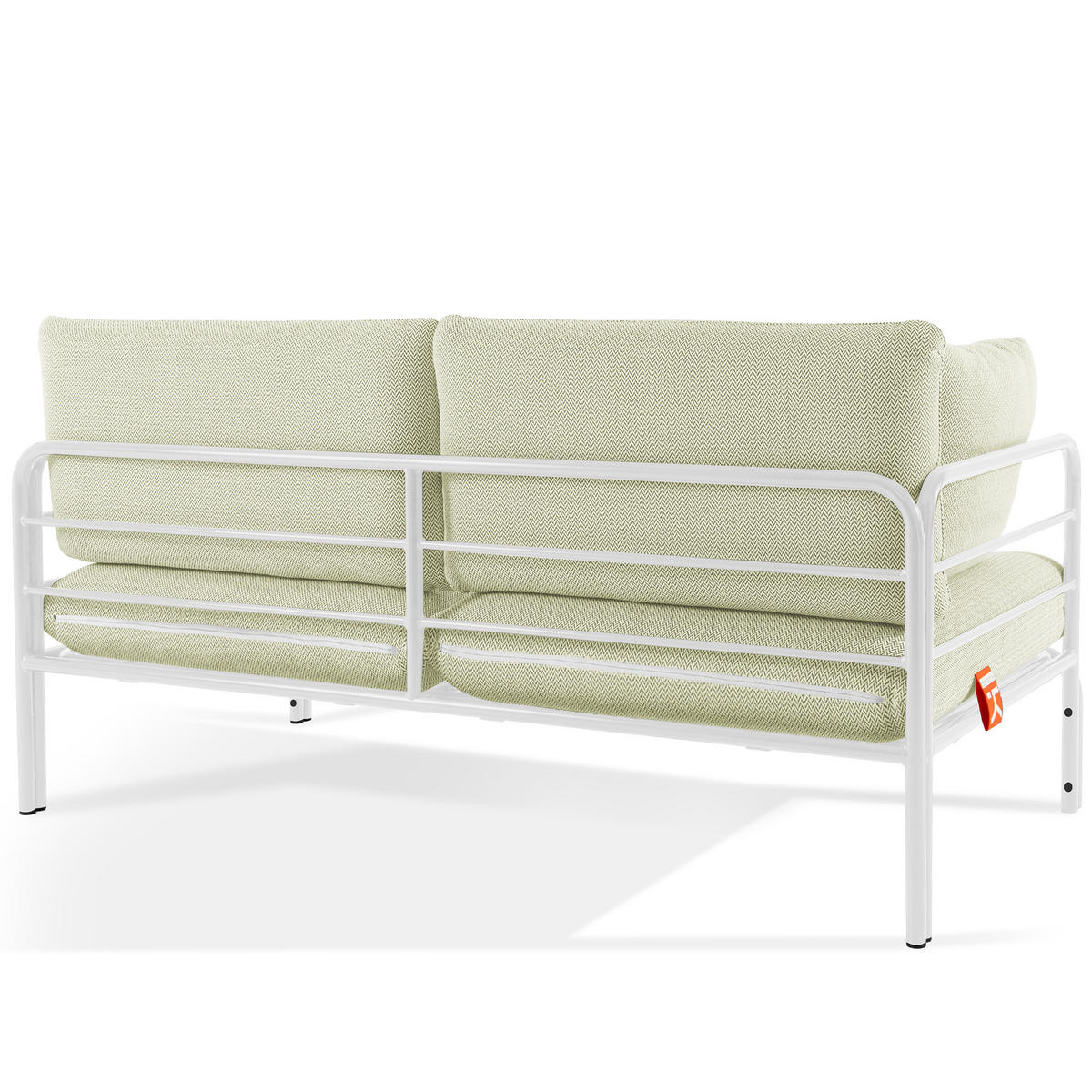 GARTENMÖBELSET RAMBE 4-tlg. 1x Tisch 2x Sessel 1x Sofa 2-Sitzer, mit Kissen, LOFT-STIL, Weiß - Weiß/Hellgrün, Glas/Textil - KONSIMO®