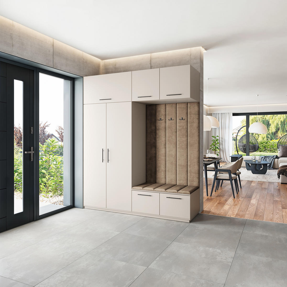 GARDEROBENSCHRANK REMA 200/240/60 cm Modern Garderobe-Set Kaschmir - Kaschmir/Beige, Holzwerkstoff (200/240/60cm) - MASSENO