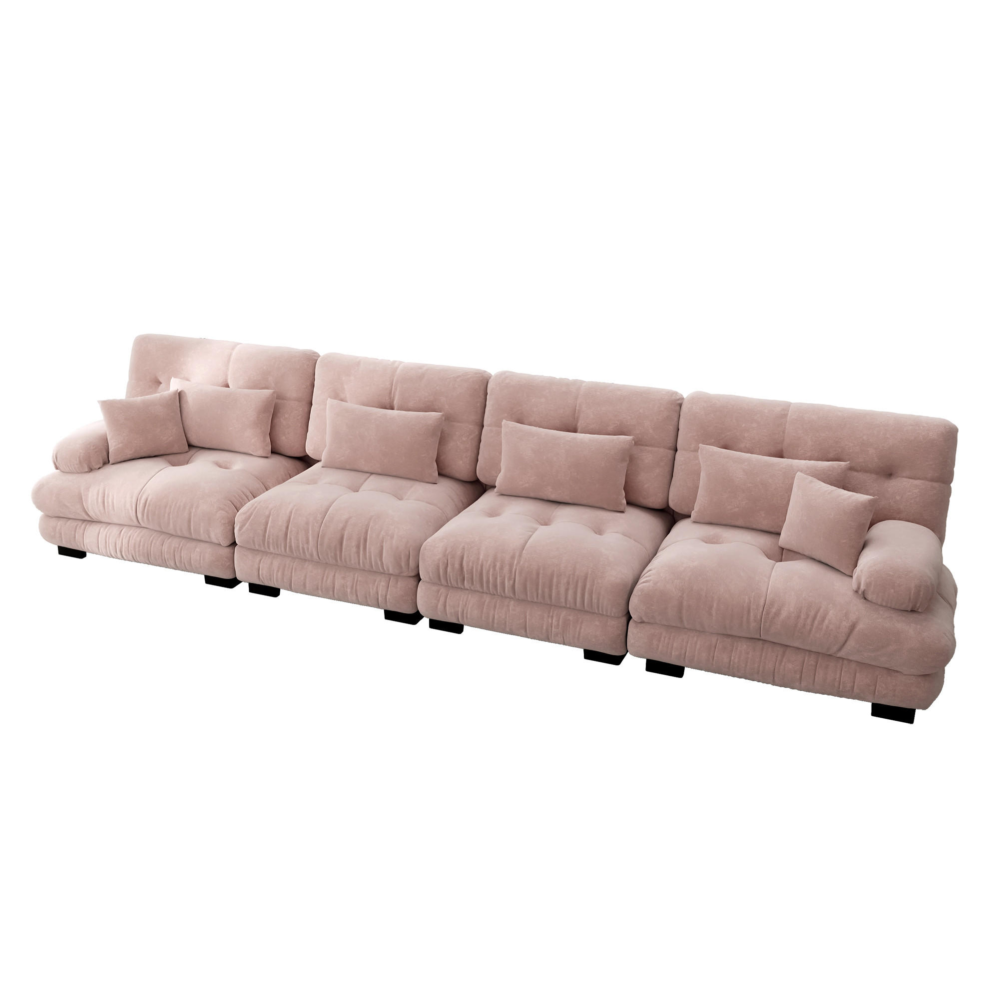 SOFA 406×77×81 cm aus Chenille 4-Sitzer modular, rosa - Rosa, Textil (77/81/406cm) - Luhomfu