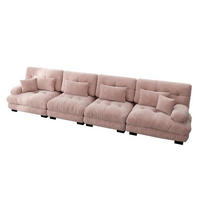 SOFA 406×77×81 cm aus Chenille 4-Sitzer modular, rosa - Rosa, Textil (77/81/406cm) - Luhomfu