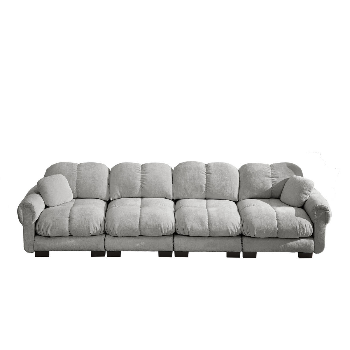 4-SITZER-SOFA DE-34384 Steppdesign Hellgrau - Hellgrau, Textil (86/90/330cm) - ComfortXL
