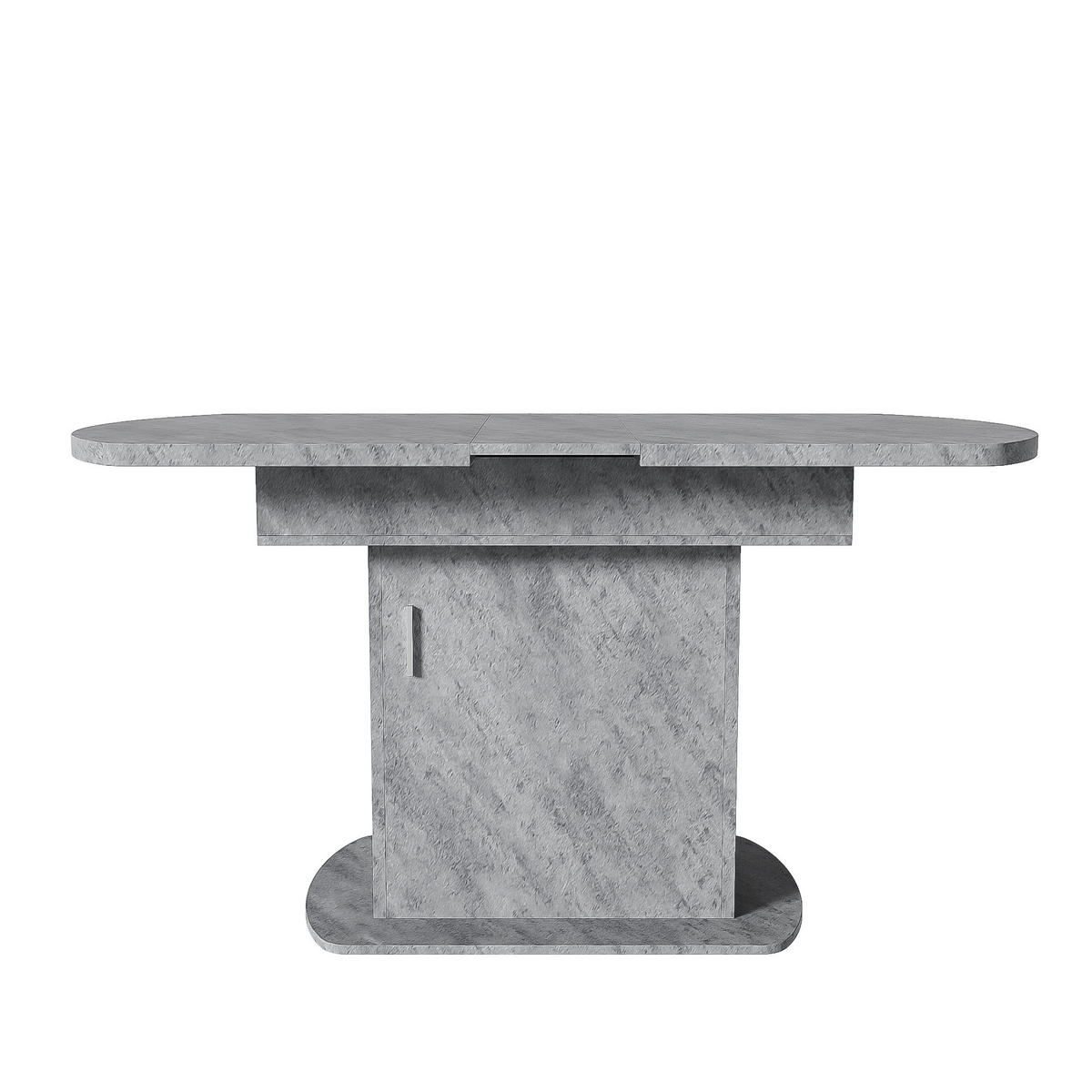 ESSTISCH oval 110/70/75 cm grau mit Stauraum und Metallgriff - Grau, Holzwerkstoff (130/70/75cm) - OKWISH