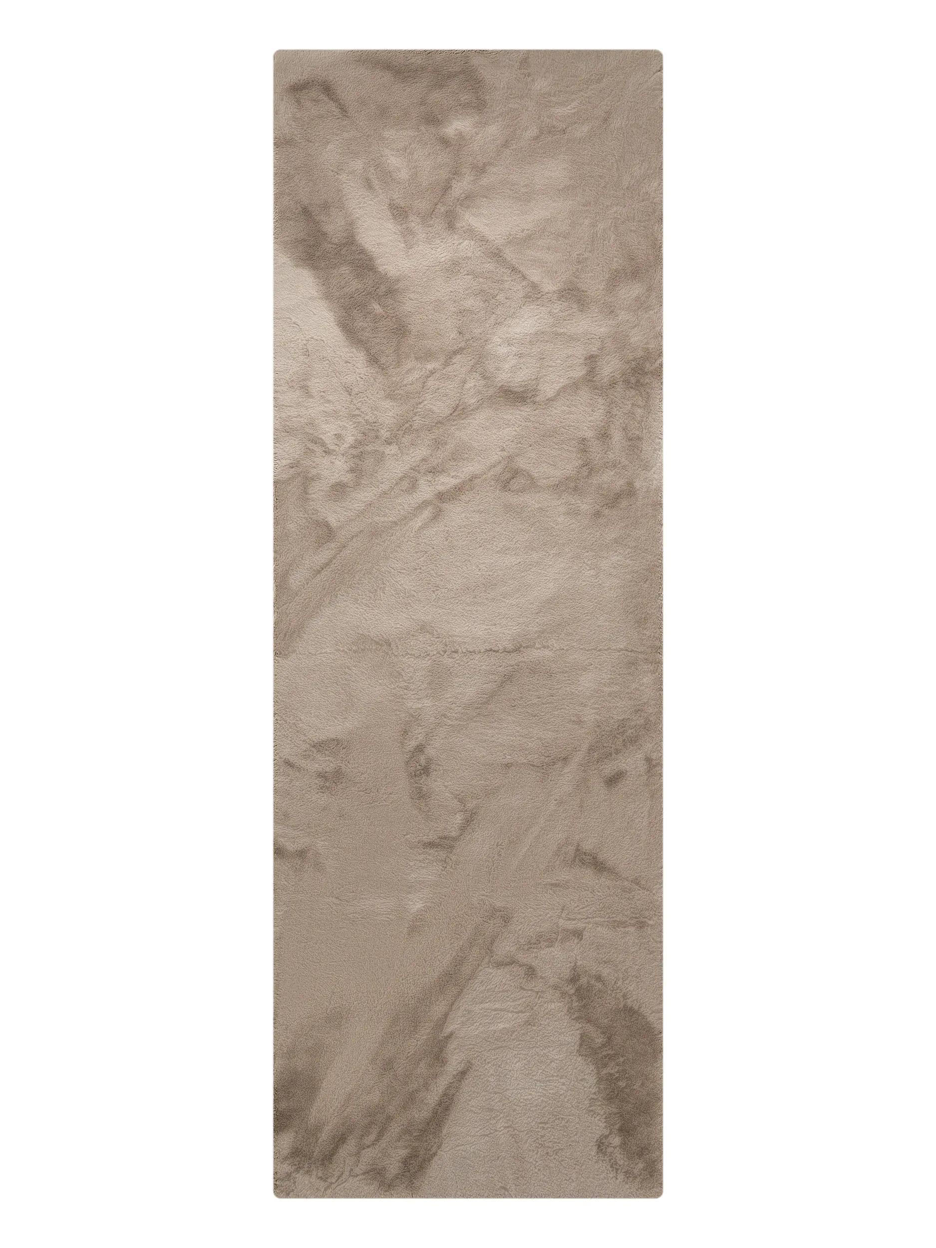 benuta Kunstfell-Teppich Taupe 80x240 cm