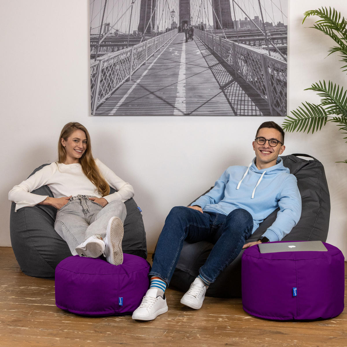 SITZPOUF L violett - Violett, Textil (500/300/500cm) - Bruni